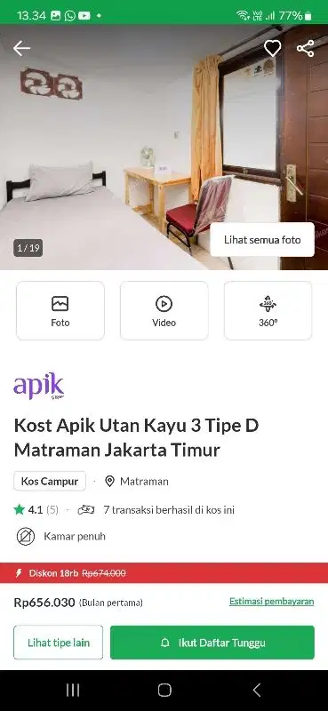 RUMAH KOST JUAL CEPET DI UTAN KAYU UTARA