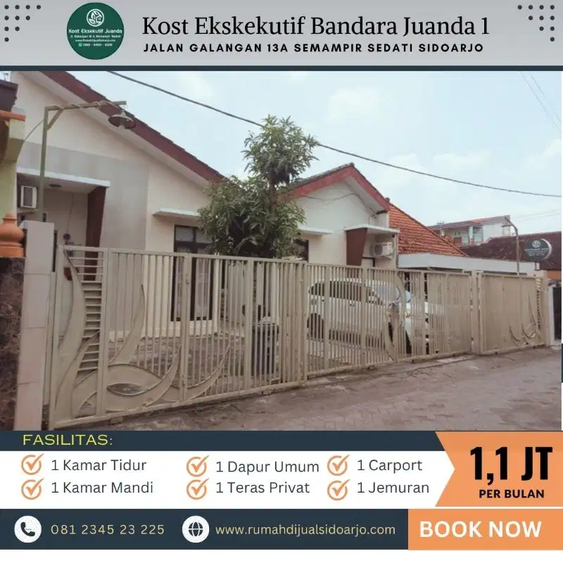 Kost Eksekutif Bandara Juanda, Harga Hemat, Fasilitas Lengkap Sidoarjo