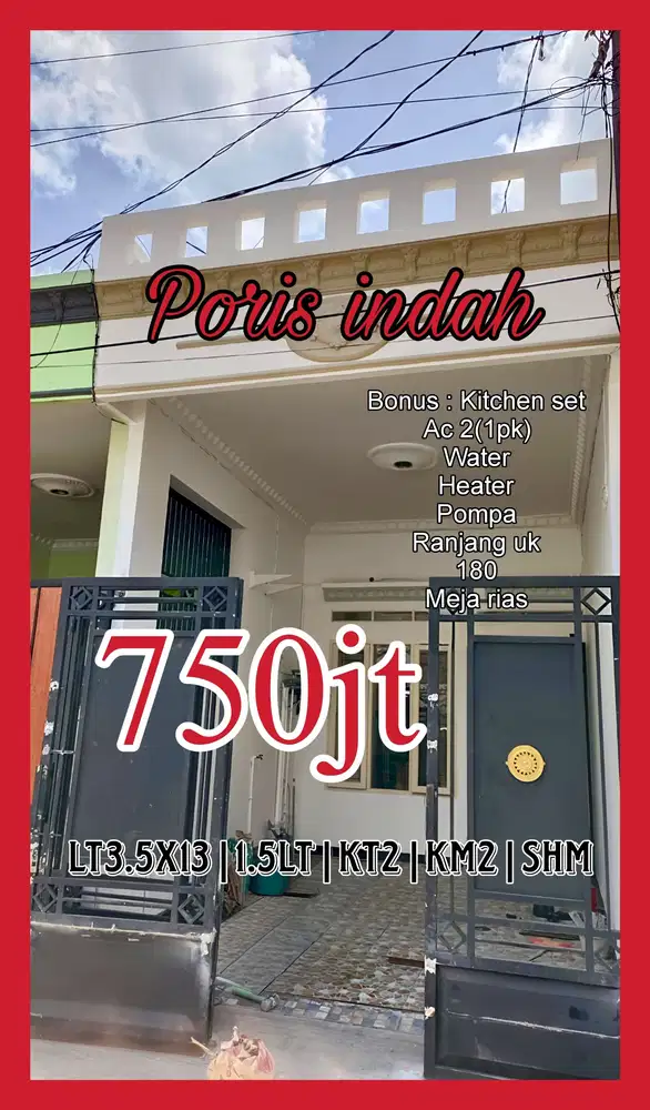 Wilson Rumah murah siap huni row jalan 2 mobil di poris indah