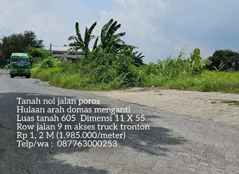 Tanah nol jalan poros hulaan arah domas row jalan 9 m