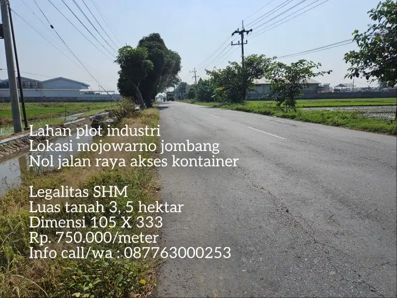 Tanah industri murah mojowarno jombang