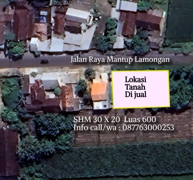 Tanah pinggir jl. raya mantup dekat pasar