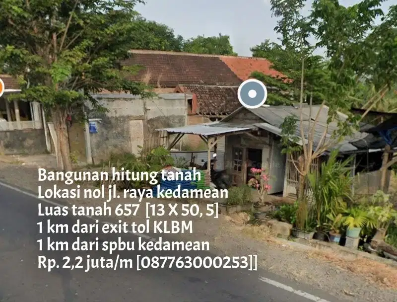 Tanah nol jalan raya kedamean dekat exit tol