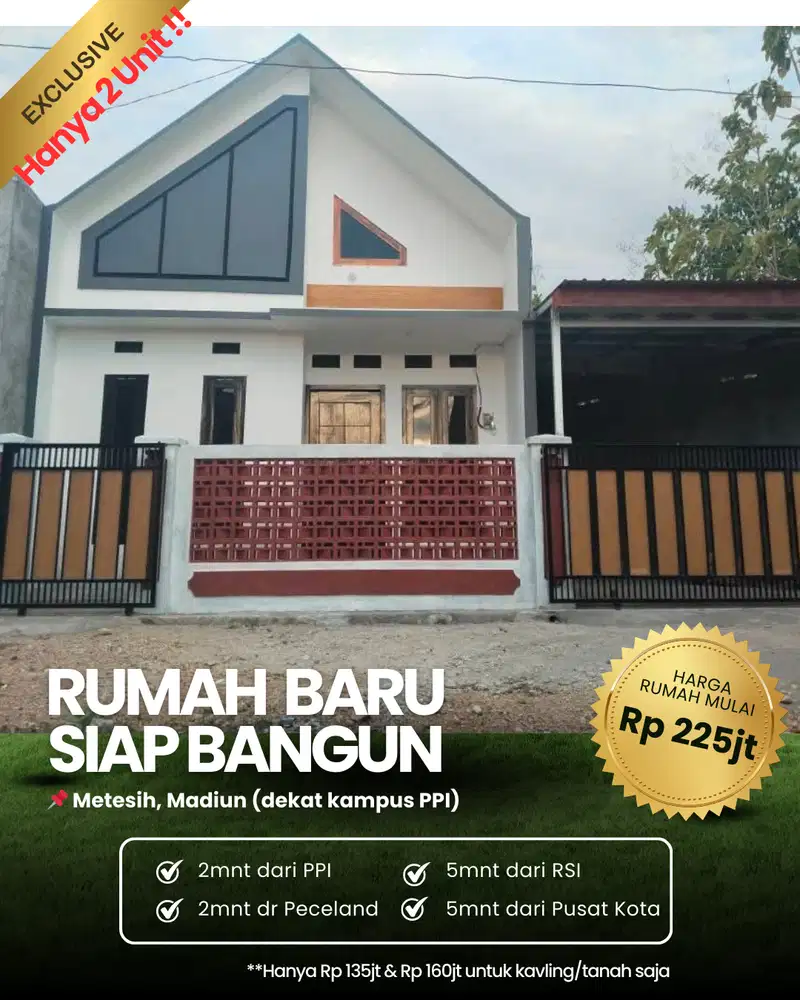 Rumah Siap Bangun 225jt Dekat Kampus Politeknik Perkeretaapian