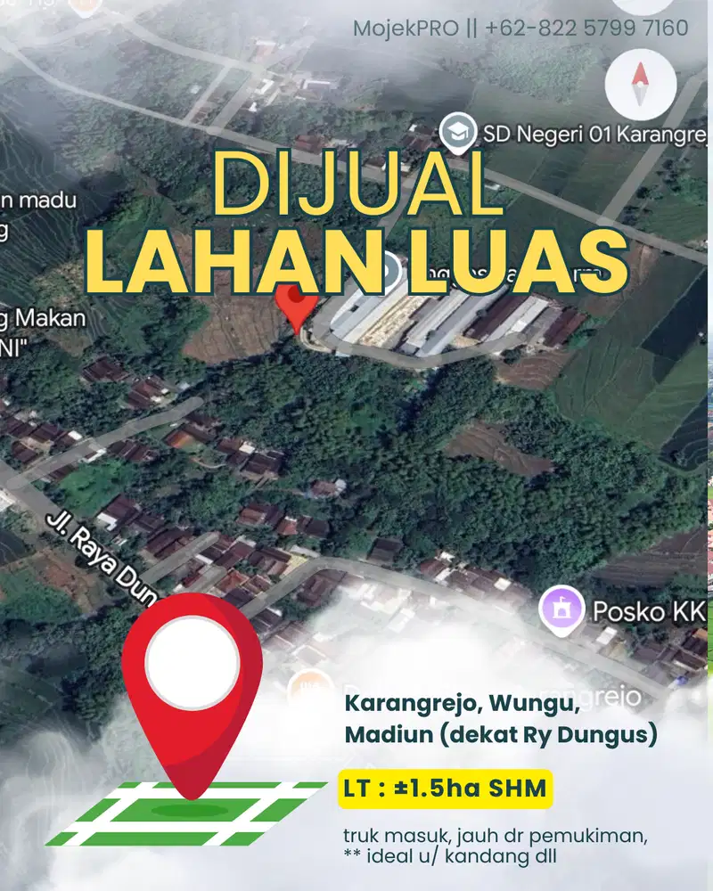 DIJUAL LAHAN LUAS di Karangrejo Madiun (ideal untuk kandang dll)