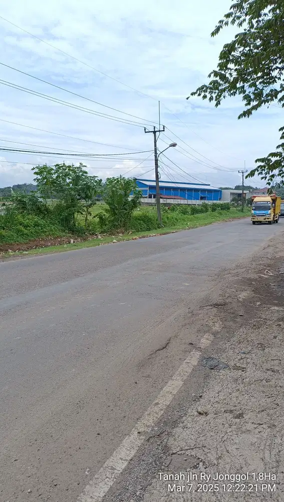lahan siap bangun Jln Baru Jonggol SHM pinggir jalan