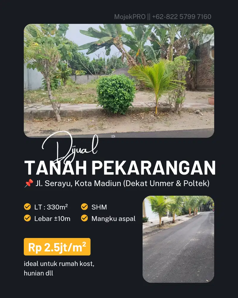 Tanah Pekarangan dekat Unmer & Poltek