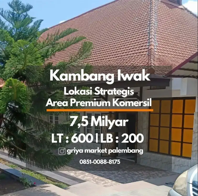 Dijual Rumah Luas di Kambang Iwak Palembang pusat kota