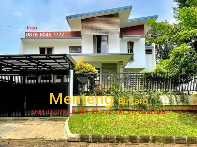 Rumah Cluster area Elit Menteng Bintaro Jaya, Tangerang Selatan