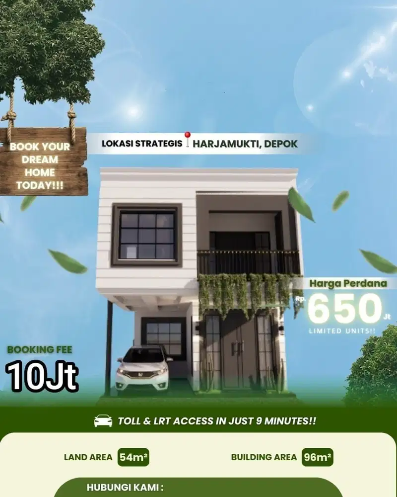 Dijual Rumah 2 Lantai Lokasi Sangat Strategis Dekat Pintu TOL dan LRT