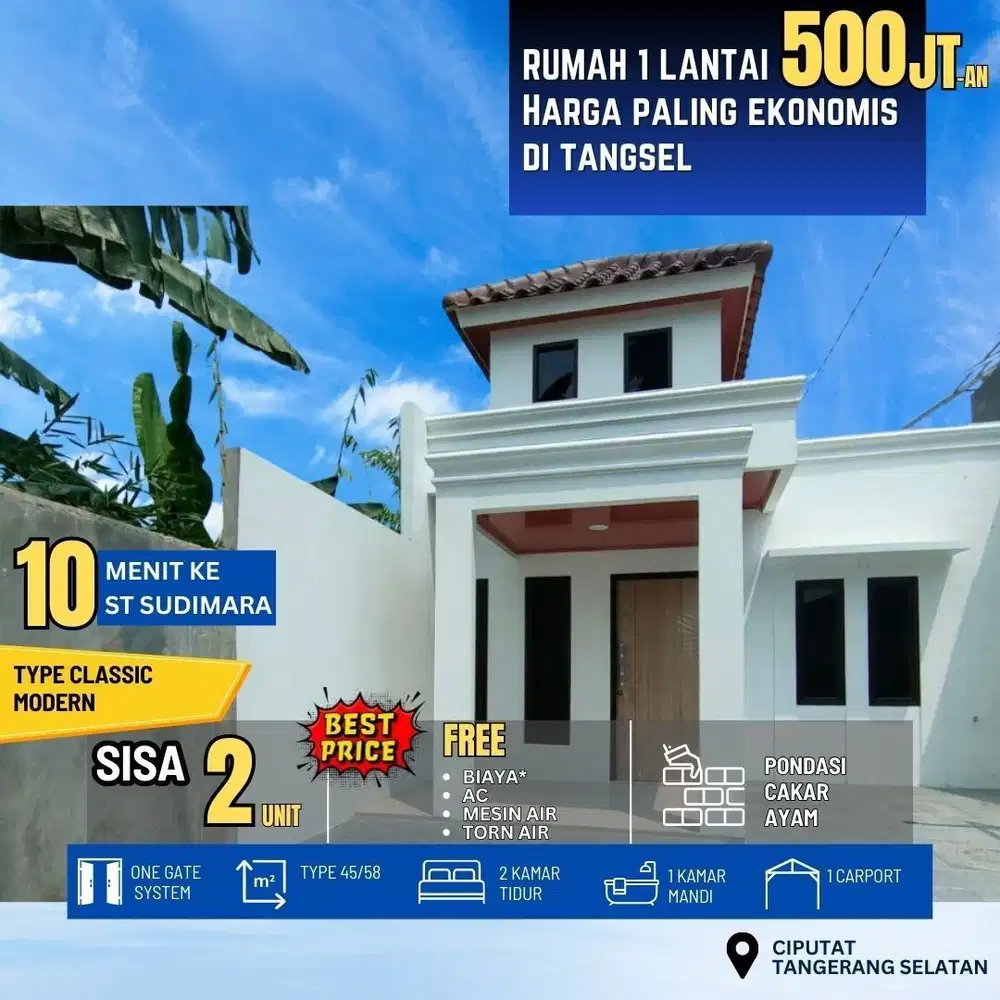 Rumah Minimalis Harga Murah Ciputat Tangerang selatan Dekat Stasiun