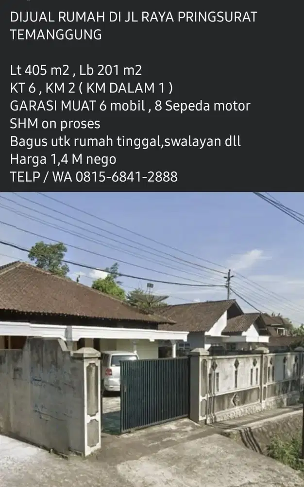 DIJUAL RUMAH DI JL RAYA PRINGSURAT TEMANGGUNG