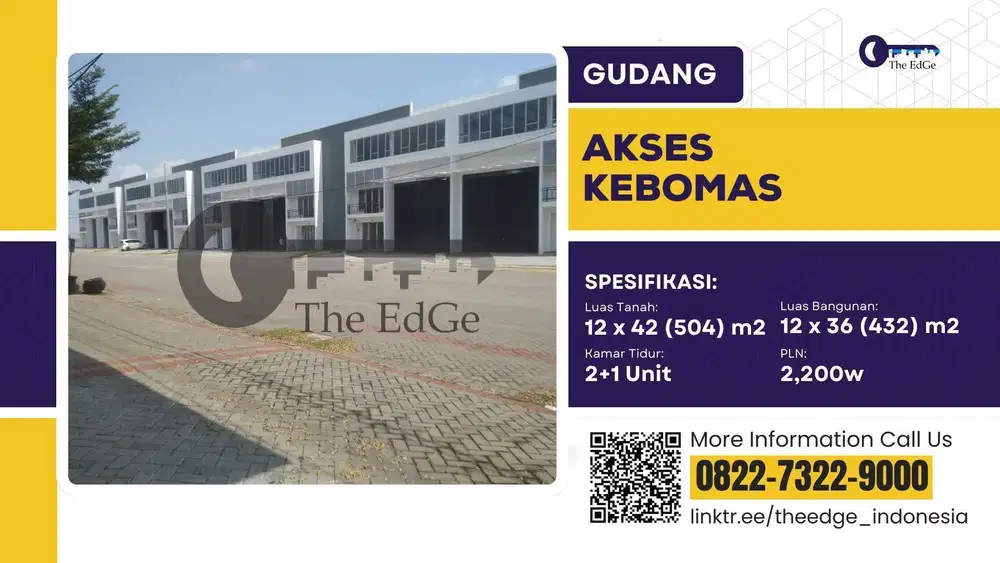 Jual Gudang  Akses Kebomas Tinggi 9 Meter di Gresik – Row 20m, Loading Dock, Keamanan 24 Jam