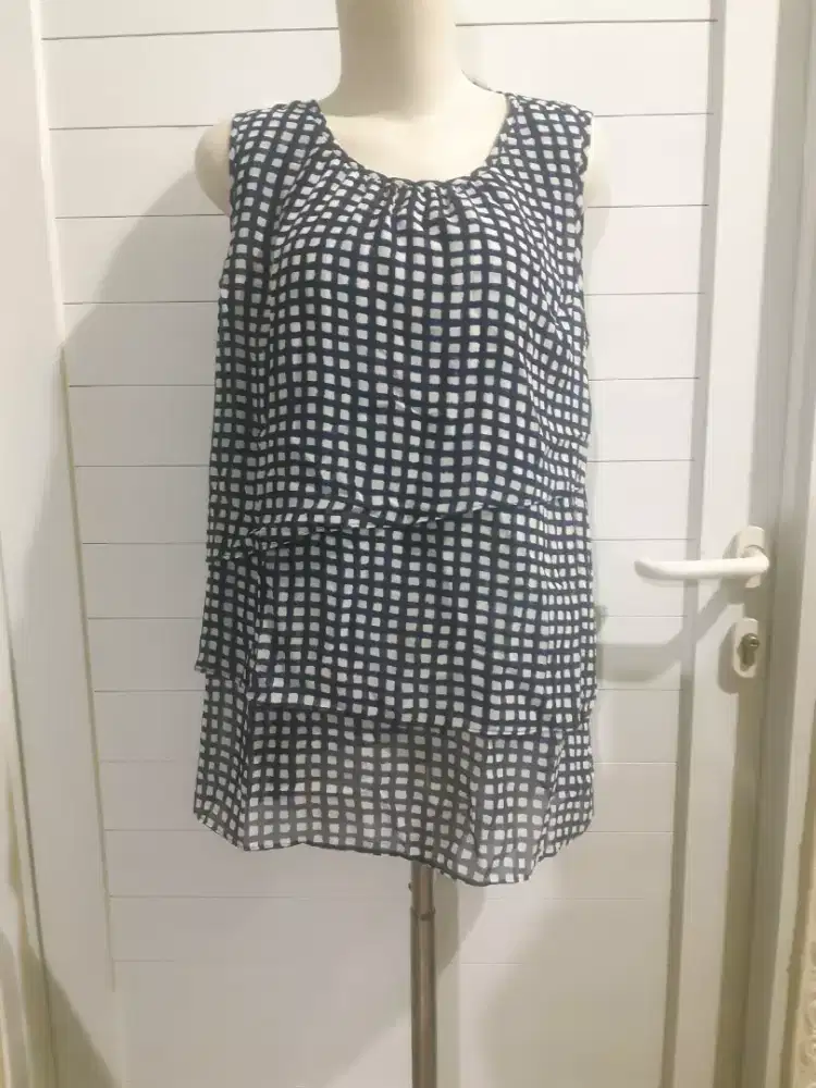 Blouse umpak kutung kotak2 brenntano preloved tjap karoeng