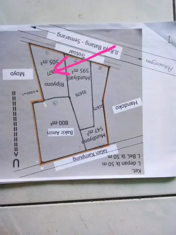 tanah darat depan RS QIM Kalisari batang