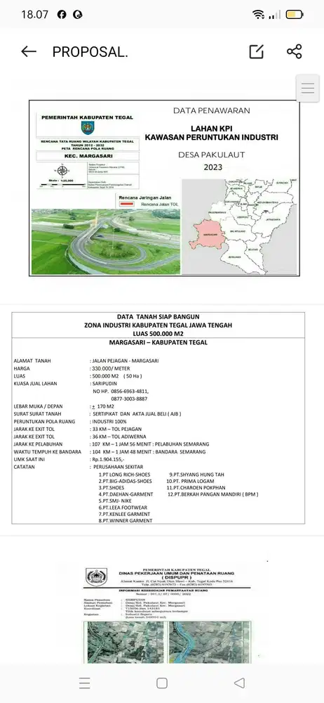 Tanah ploting industri Tegal luas murah