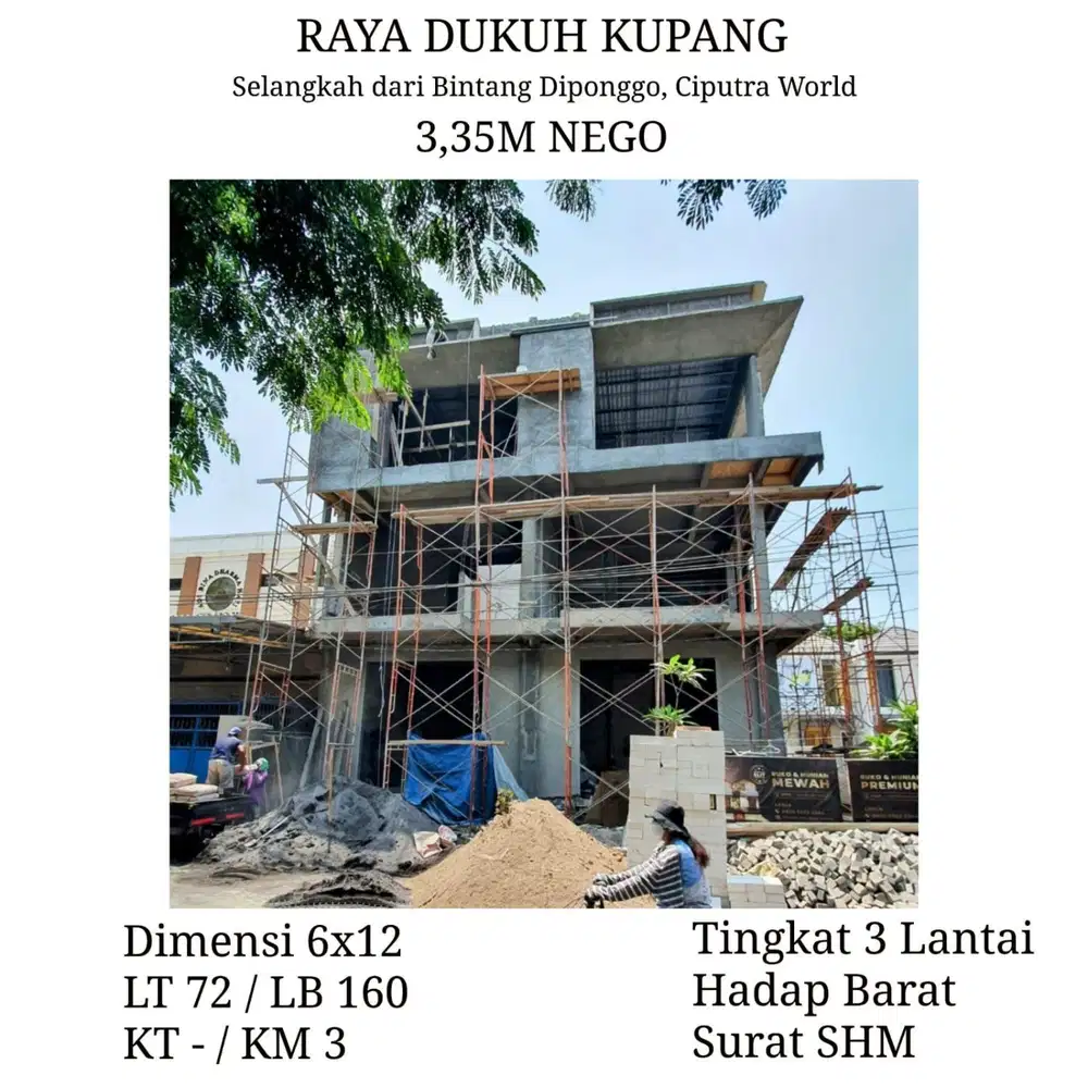 Rumah Raya Dukuh Kupang dkt Ciputra World Bintang Diponggo Kupang Jaya Darmo Indah