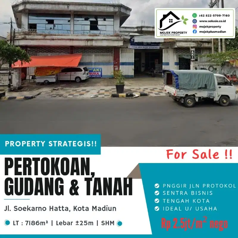Dijual Pertokoan&Tanah di Pinggir Jalan Strategis Kota Madiun