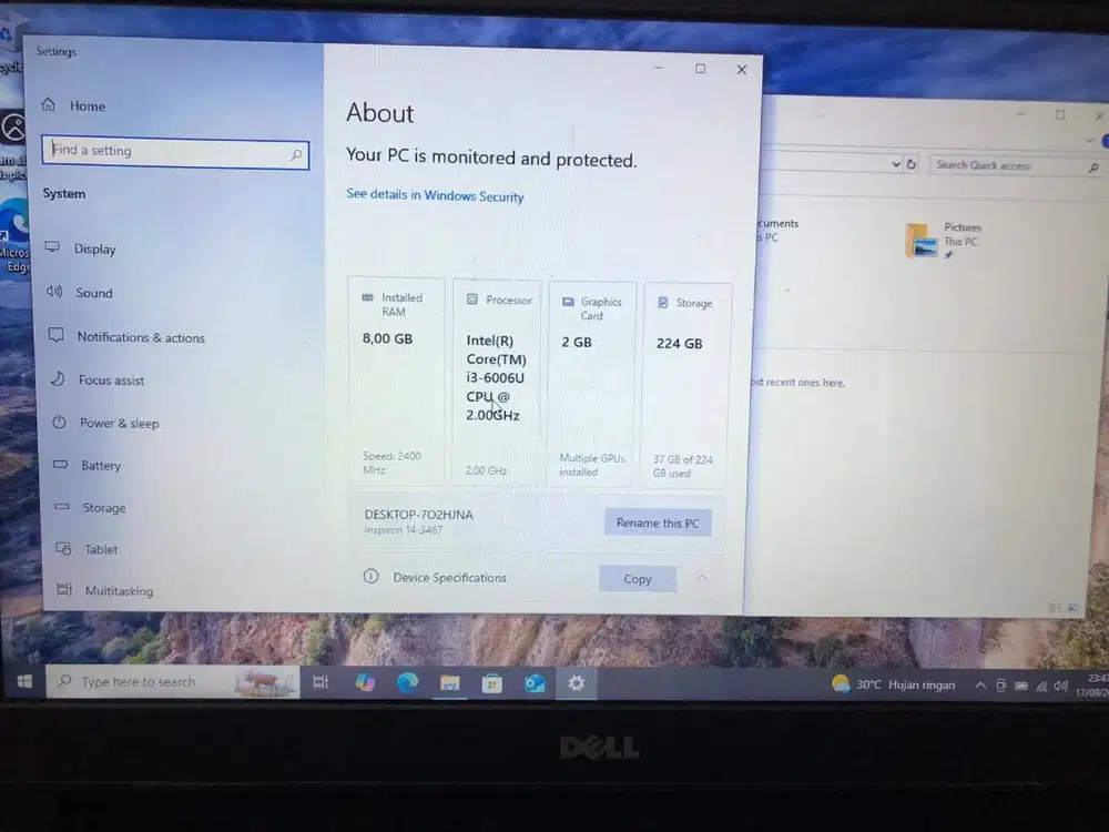 Laptop Dell Inspiron 14-3467 | Core i3 Gen 6 | AMD Radeon | SSD 224GB