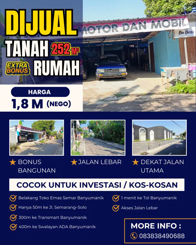 Jarang Ada! Tanah SHM Bonus Rumah di Lokasi Emas Banyumanik Semarang