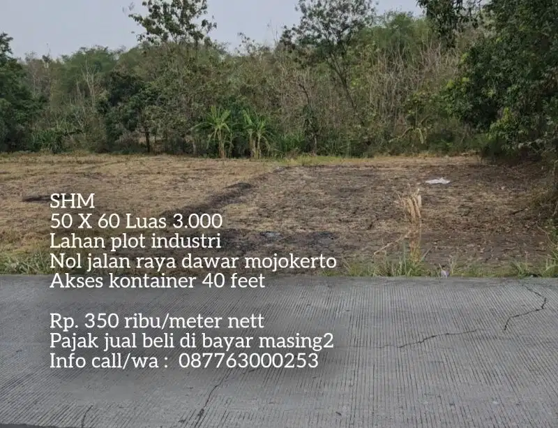 Lahan plot industri termurah dawar mojokerto