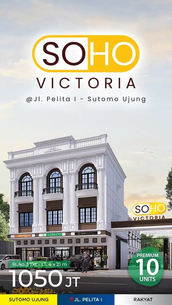 Dijual Ruko Komplek Soho Victoria Jalan Pelita 1 Daerah Sutomo Ujung