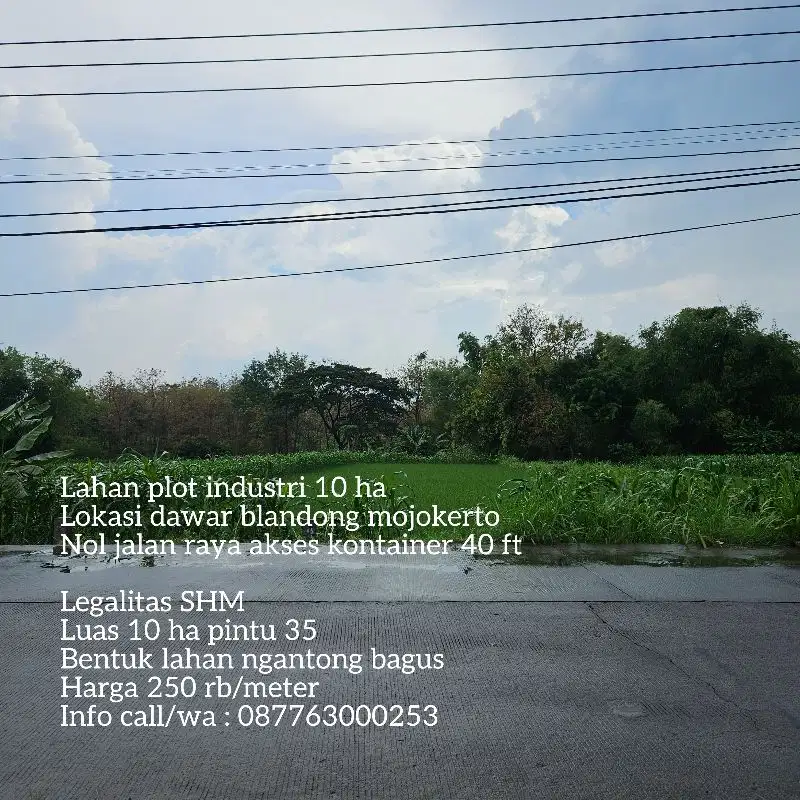 Lahan plot industri 10 ha dawar mojokerto