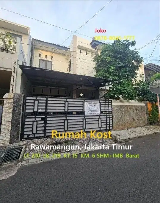 Rumah Kost 15 Kamar  area Jl. Sunan Giri, Rawamangun, Jakarta Timur