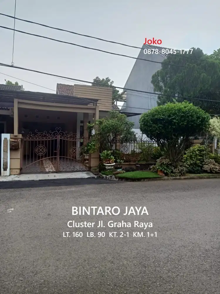 Rumah Cantik dlm Cluster Jl Graha Raya Bintaro, Tangerang Selatan