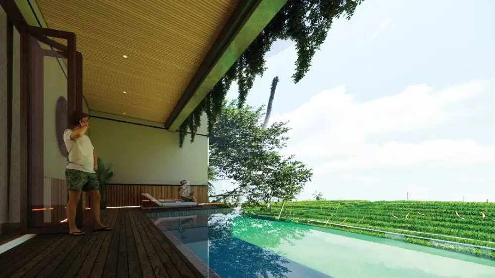 VILLA READY UNIT FURNISHED 2LT VIEW SAWAH LOKASI PERERENAN CANGGU