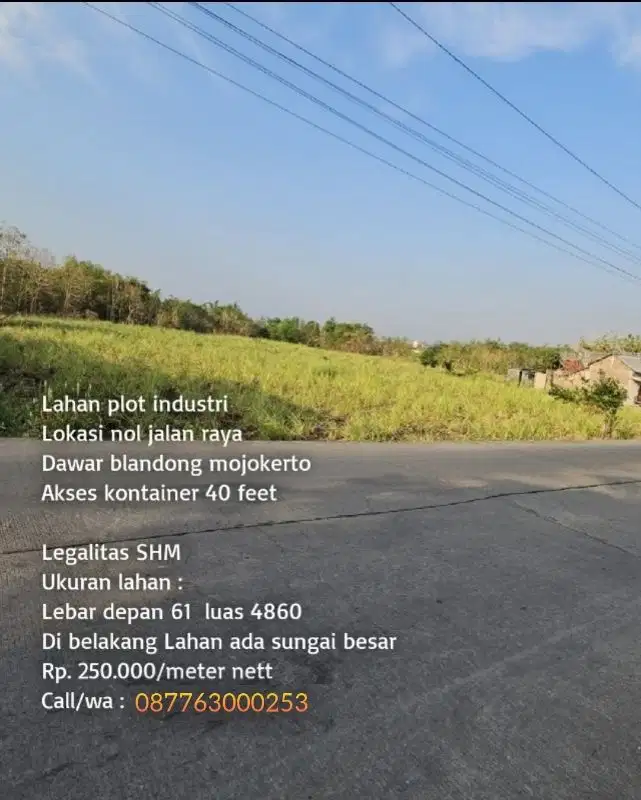 Lahan industri TERMURAH nol jl. raya dawar mojokerto
