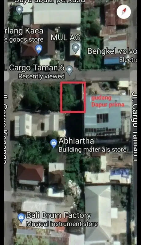 JUAL TANAH 4,65 are KARGO TAMAN denpasar, kawasan gudang