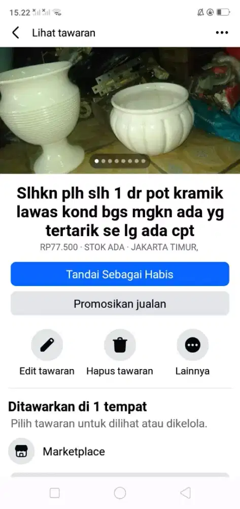 Slhkn plh slh 1 dr pot bunga kramik lawas kond bgs unik murah sj cpt