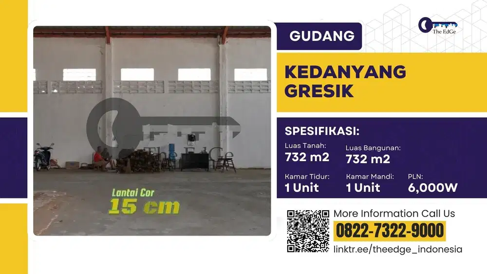 Jual Gudang Lokasi Premium Kedanyang Gresik, 14 Menit Tol Kebomas – SHM