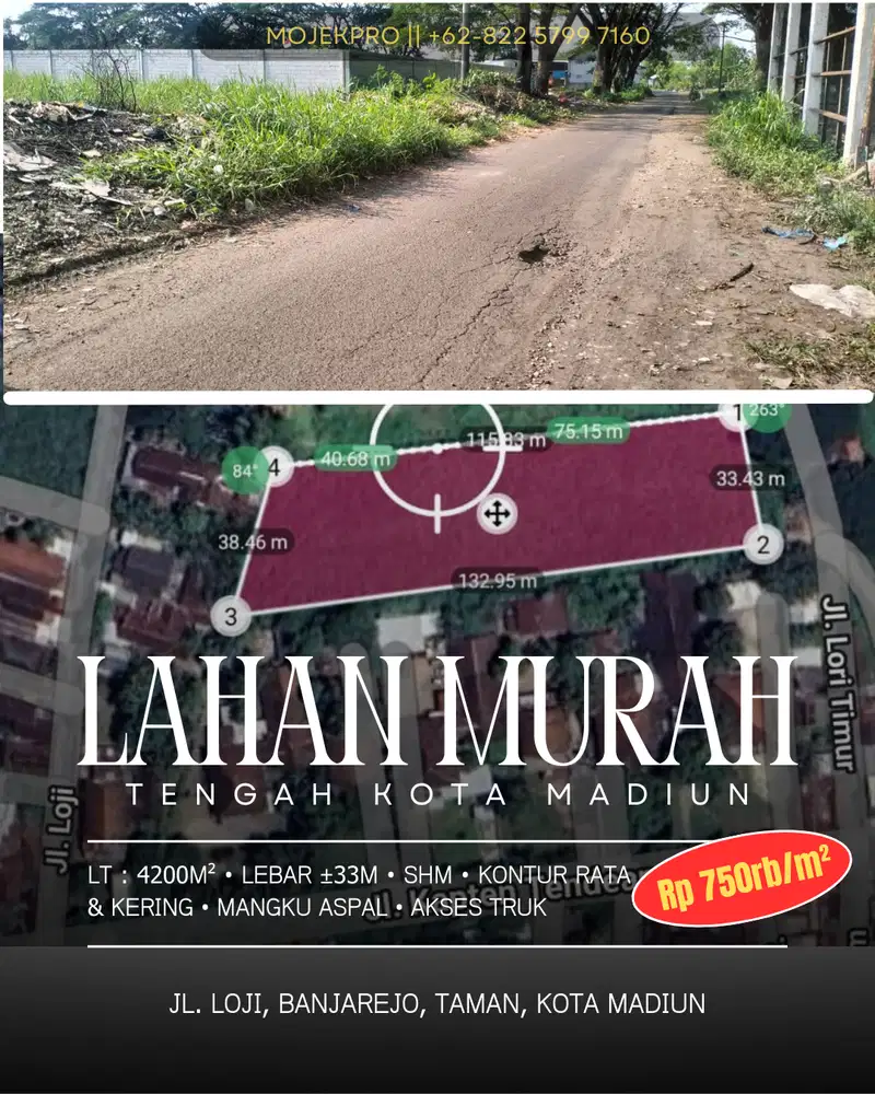 Dijual Lahan Luas Murah di Tengah Kota Madiun