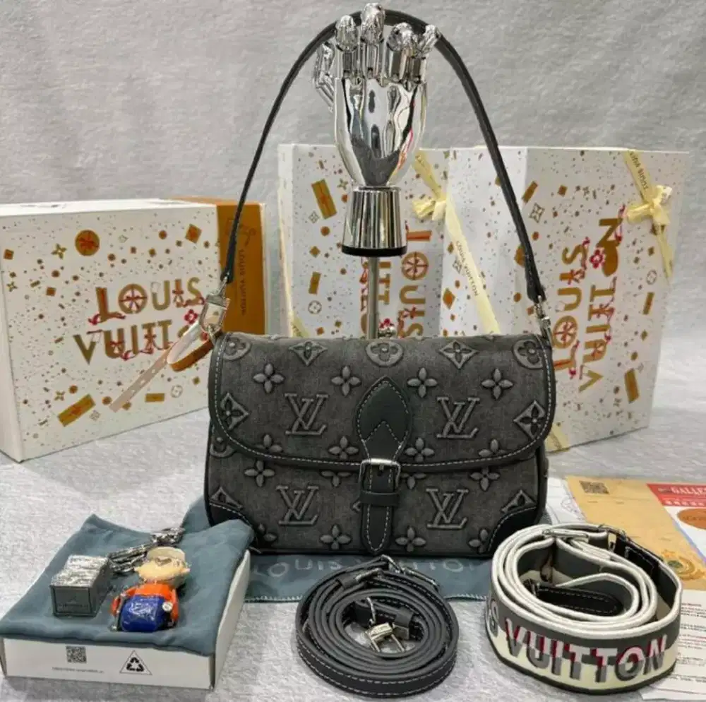 TAS LV DIANE BLACK MONOGRAM DENIM FABRIC CANVAS