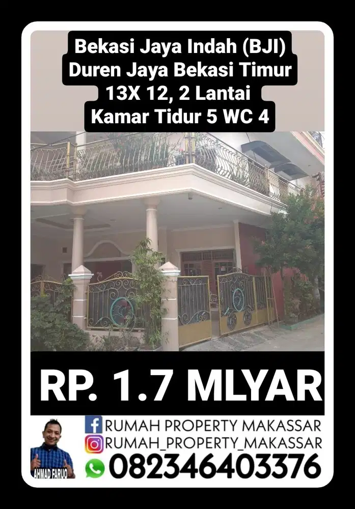 Bekasi Jaya Indah (BJI)Duren Jaya Bekasi Timur 13X12, 2 Lti  5 km 4WC