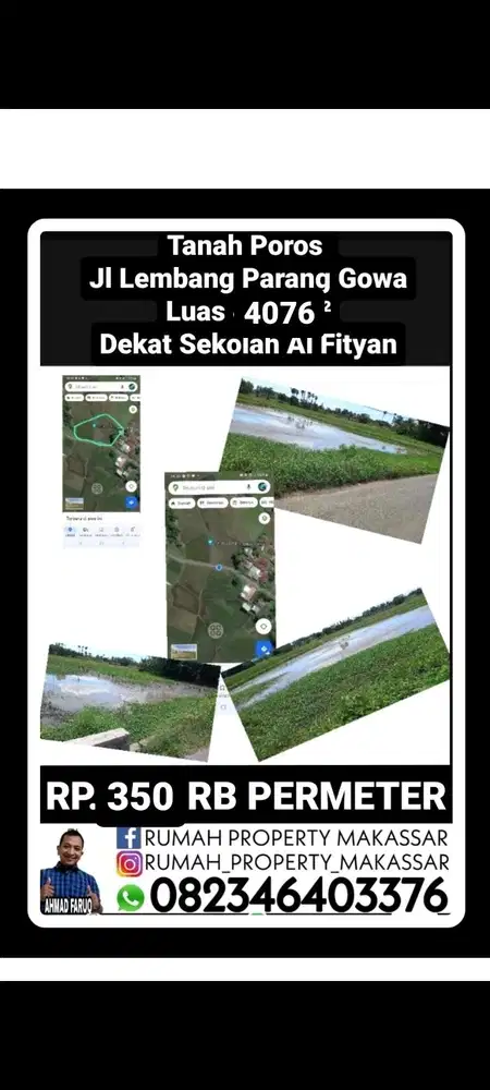 Tanah Poros Jl Lembang Parang Gowa Luas 4076M² Dkt Sekolah Al Fityan
