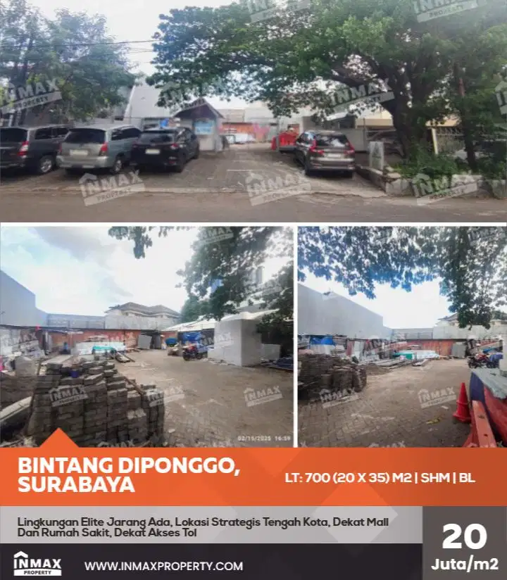 Tanah Strategis Kawasan elit Surabaya Pusat Bintang Diponggo