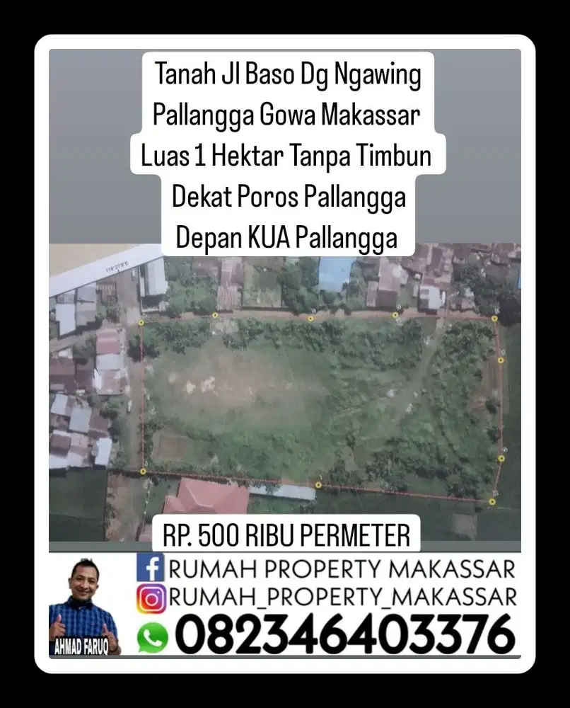 Tanah Jl Baso Dg Ngawing Pallangga Gowa Makassar 1 Hektar Tanpa timbun