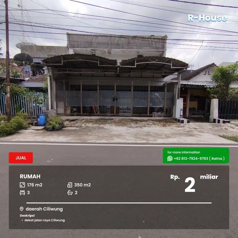 Rumah 2 Lantai dekat jalan raya Ciliwung