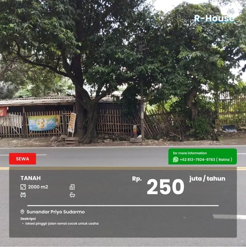 Tanah luas lokasi strategis cocok untuk usaha