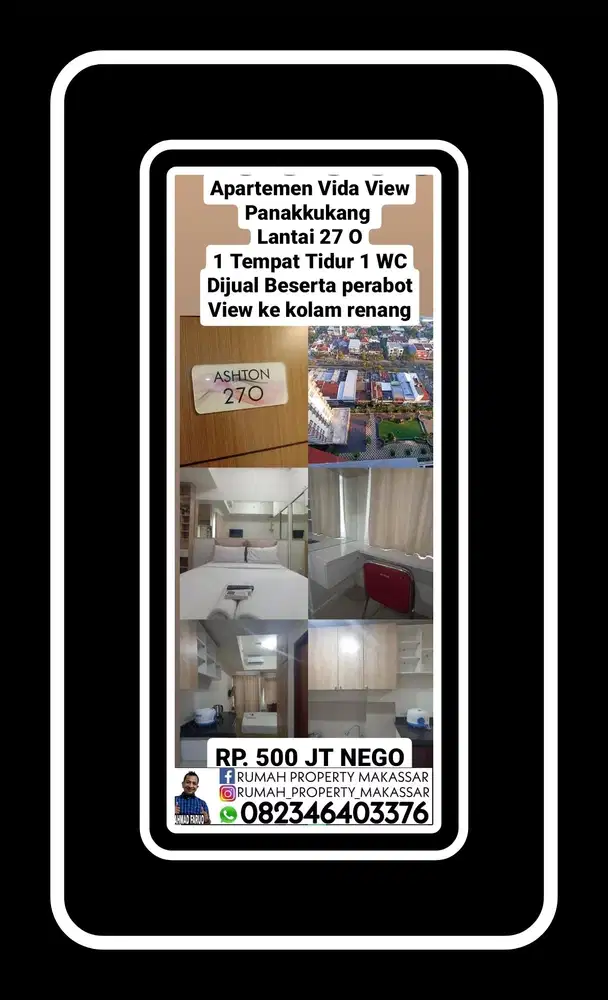 Apartemen Vida View Panakkukang  Makassar Lantai 27  1 Bed 1 WC