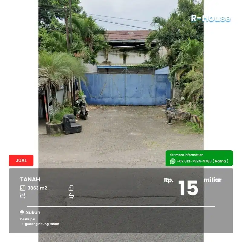 Gudang hitung tanah poros jalan Sukun