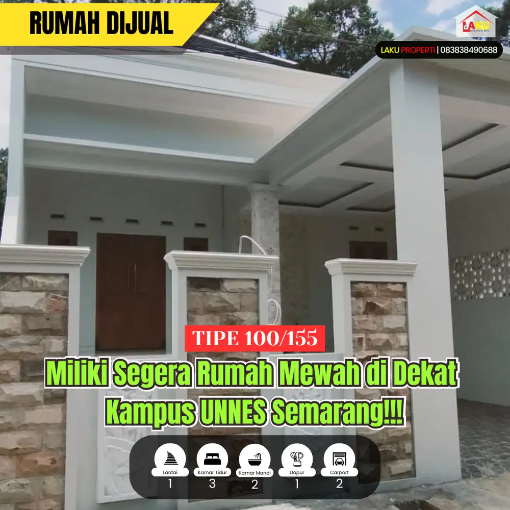 DIJUAL  Rumah Baru Gres Dekat kampus UNNES Gunungpati
