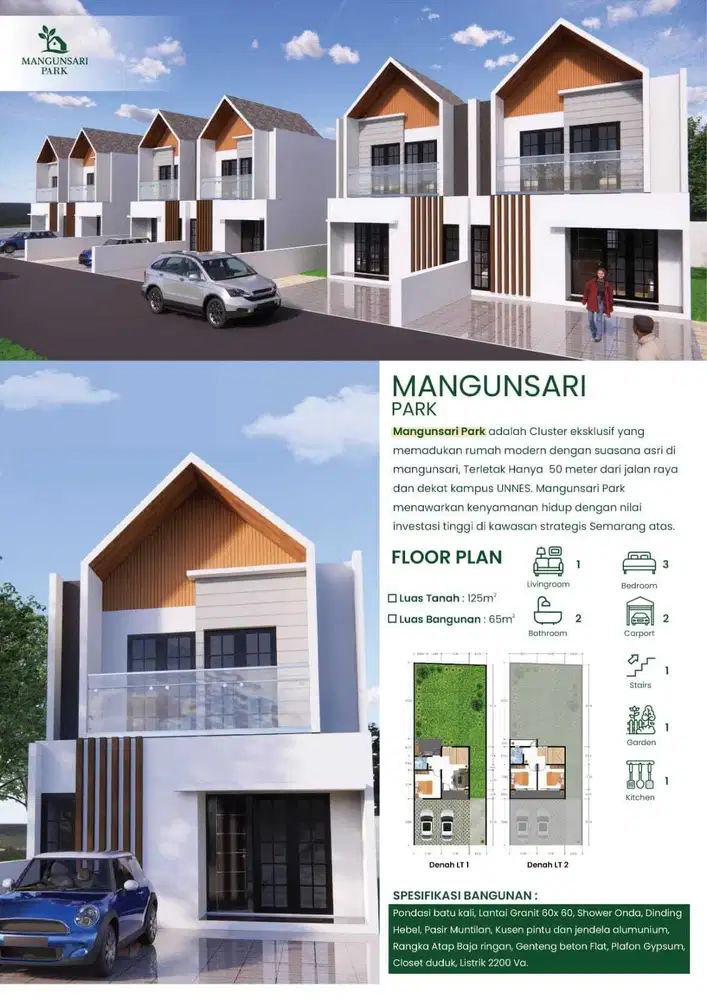 Mangunsari Park Gunungpati Rumah 2 Lantai 50 Meter Dari Jalan Raya