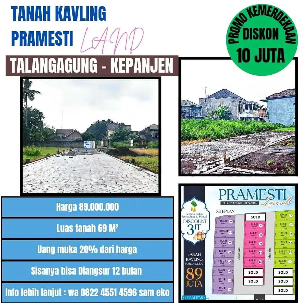 Tanah kavling pribadi Lokasi strategis kepanjen