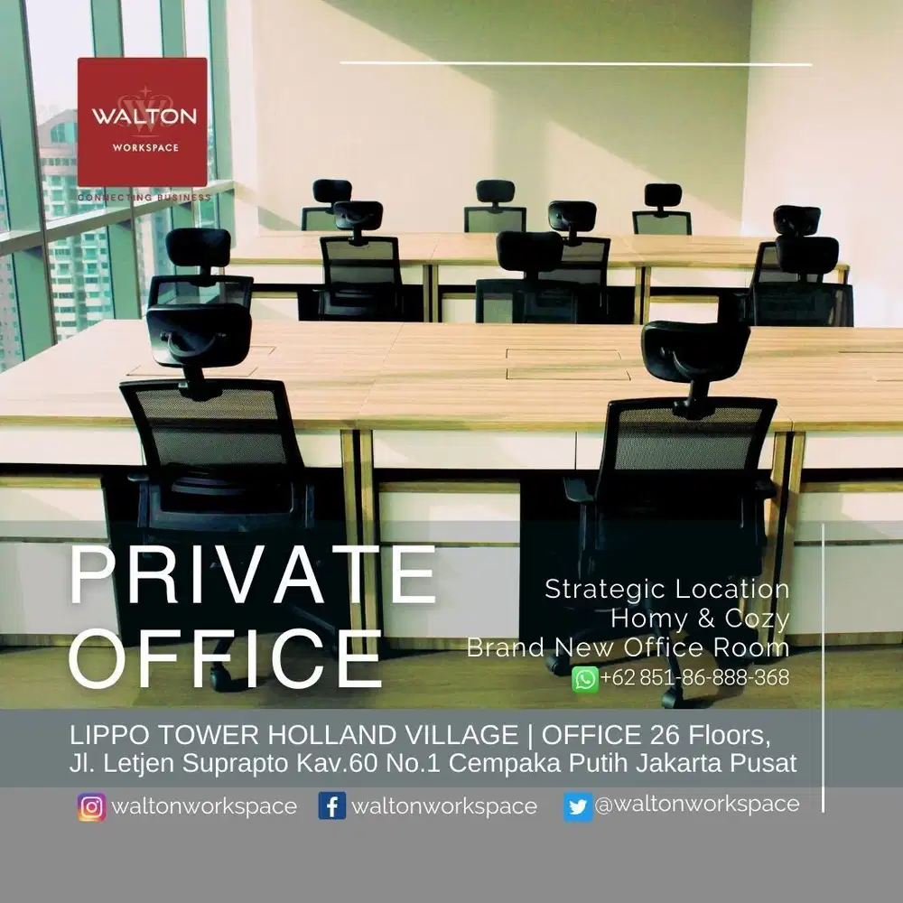 Sewa Private Office Murah di Jakarta Pusat di Walton Workspace