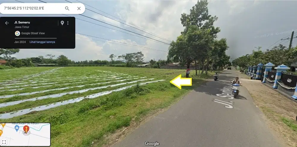 Tanah SHM Pinggir Jalan Sumberjo Kandat Kediri Dijual Murah cepat B.U