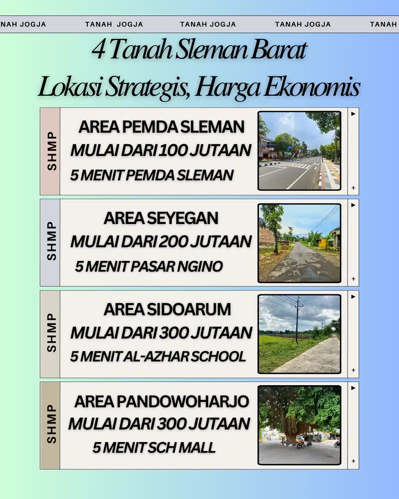 TANAH IDEAL SHMP SLEMAN BARAT JOGJA